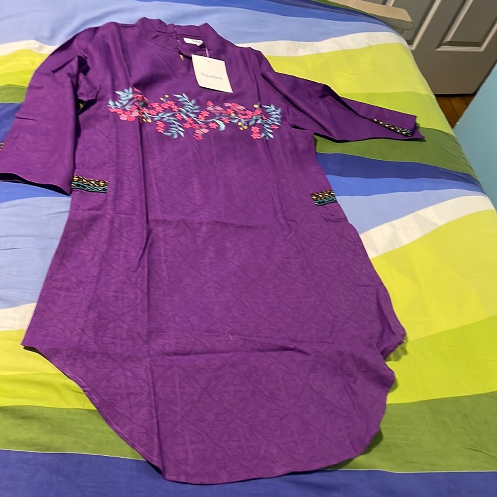 It’s brand new Indian Kurti for women, beautiful embroidery work purple color